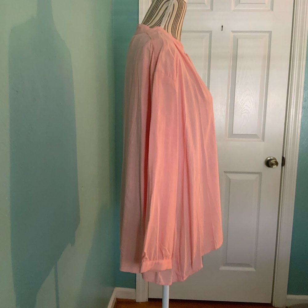 Pale Pink Entro Tunic Relaxed Fit Hi-Lo Hem Necktie Long Sleeve Classic - Picture 12 of 16